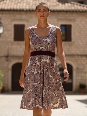 MICHAEL Michael Kors Beige and Brown Paisley Print Dress
